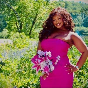 Elegant Pink Strapless Dress